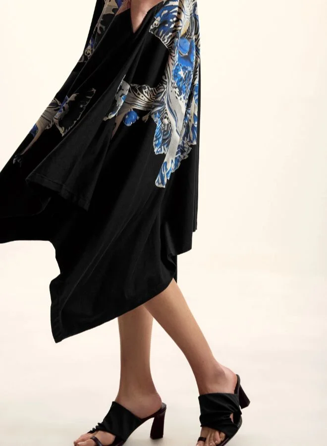 Desigual black with blue and white floral print Dress Designed By mr. christian lacroix for Women | Best Price UAE
